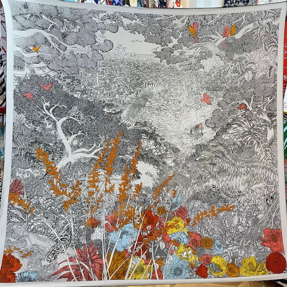 Luxury Retour A La Nature Cashmere-Silk Shawl Scarf 140cm